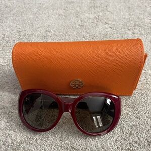 Tory Burch TY7076A Maroon Sunglasses with Bright Orange Case
